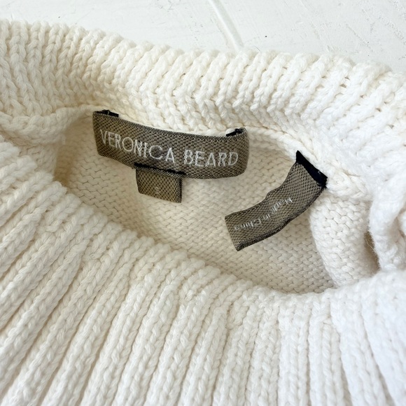 Veronica Beard Lancetti Turtleneck Striped Sweater Tan White size S - Picture 7 of 10